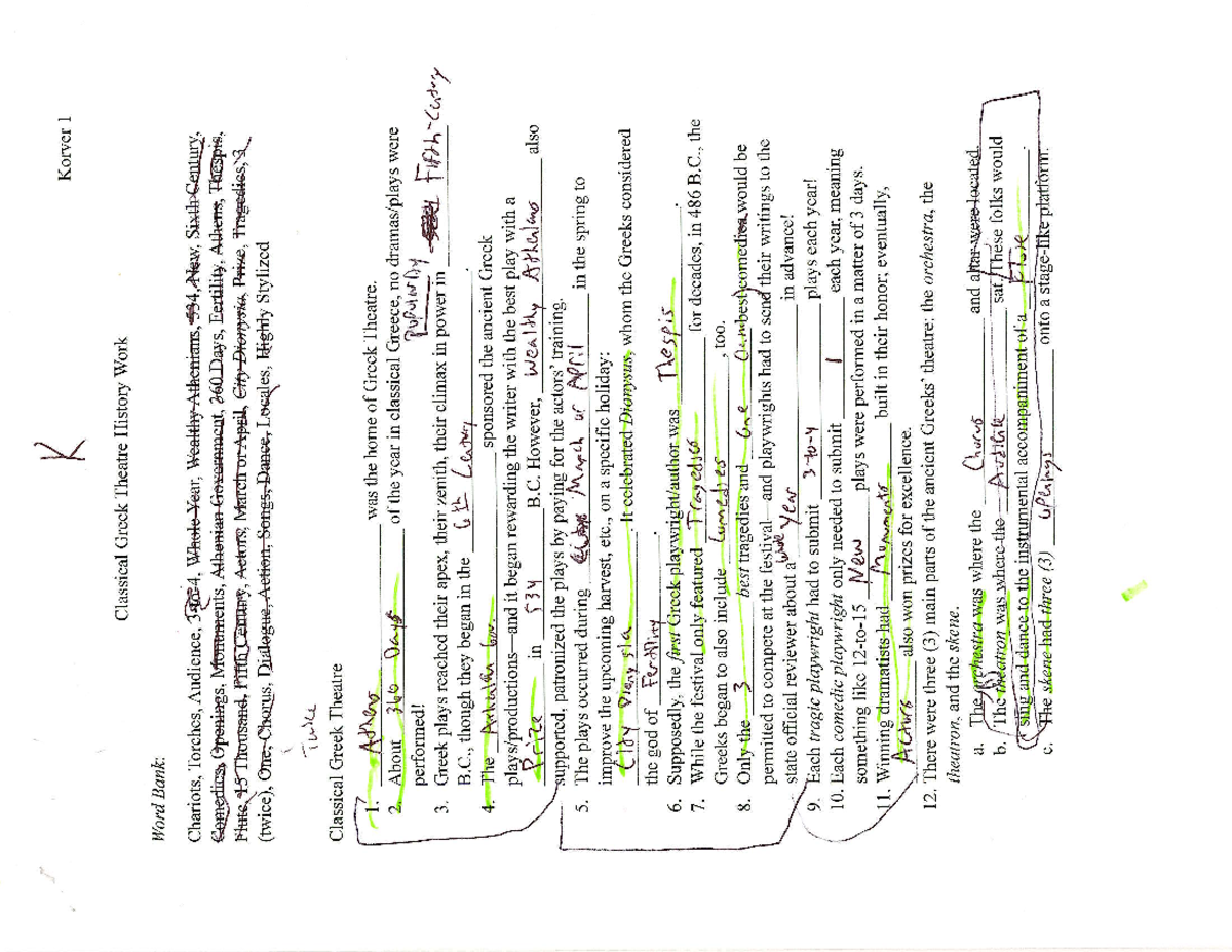 Review for Greek Roman Test: Classical Theatre Insights and Key Terms ...
