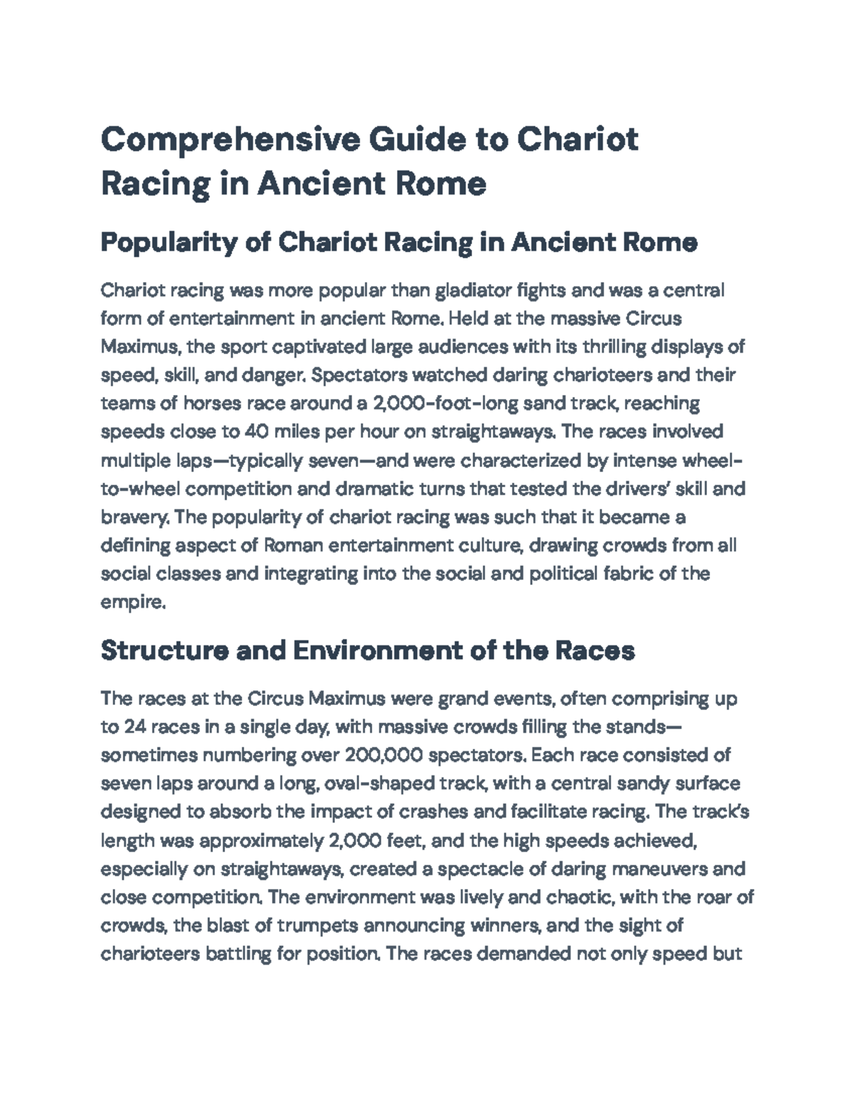 A Comprehensive Overview of Chariot Racing in Ancient Rome ...