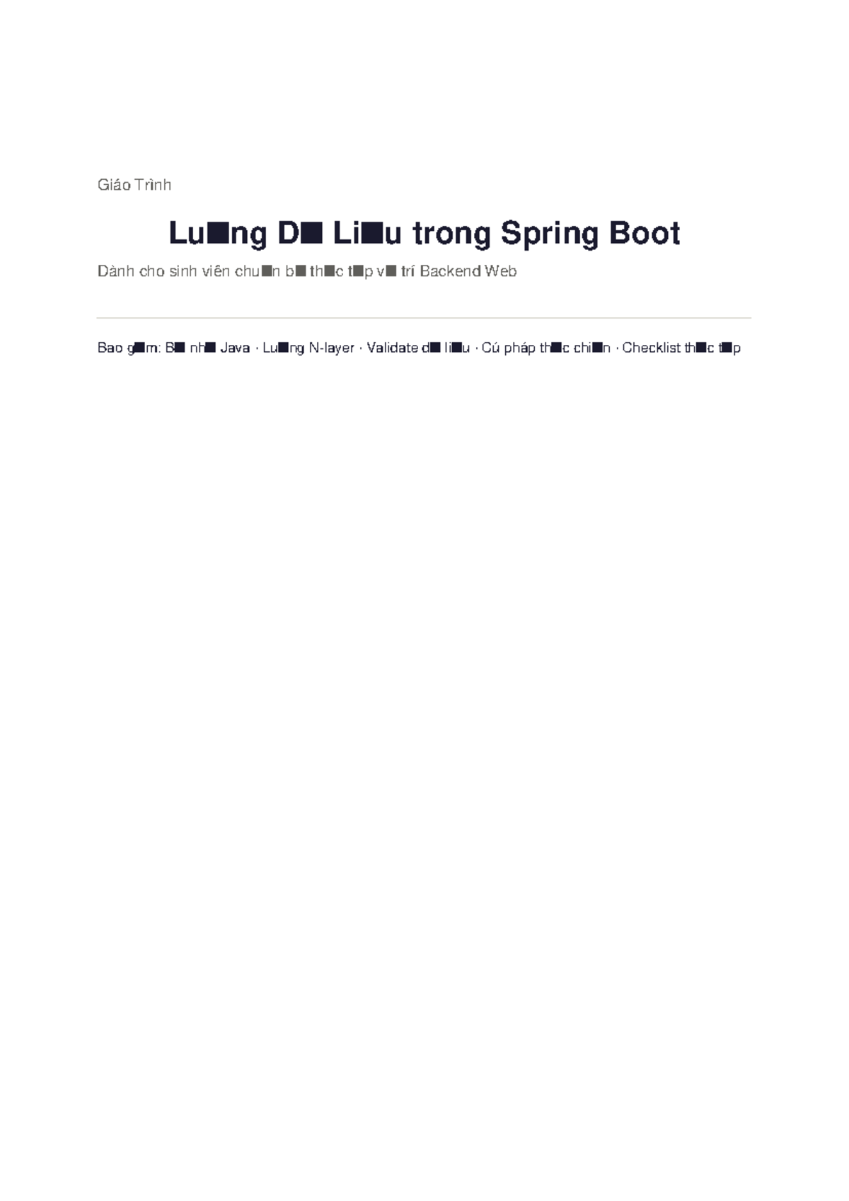 Giáo Trình: Luồng Dữ Liệu trong Spring Boot cho Backend Web - Studocu