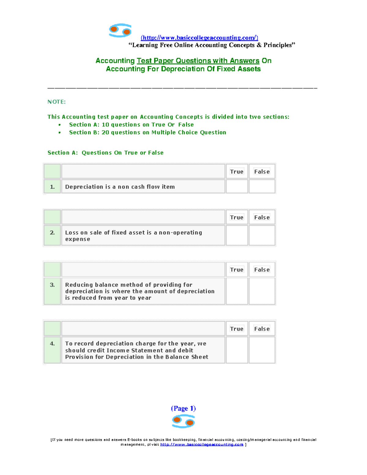 Accountint Paper Questions with Answers - “Learning Free Online ...