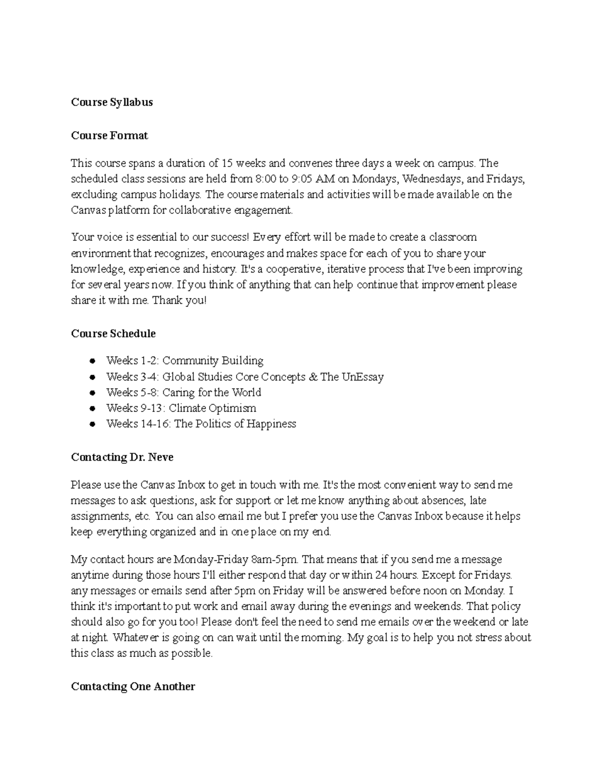 GLST-101-01 POLS-101-01 Course Syllabus & Format Overview - Studocu