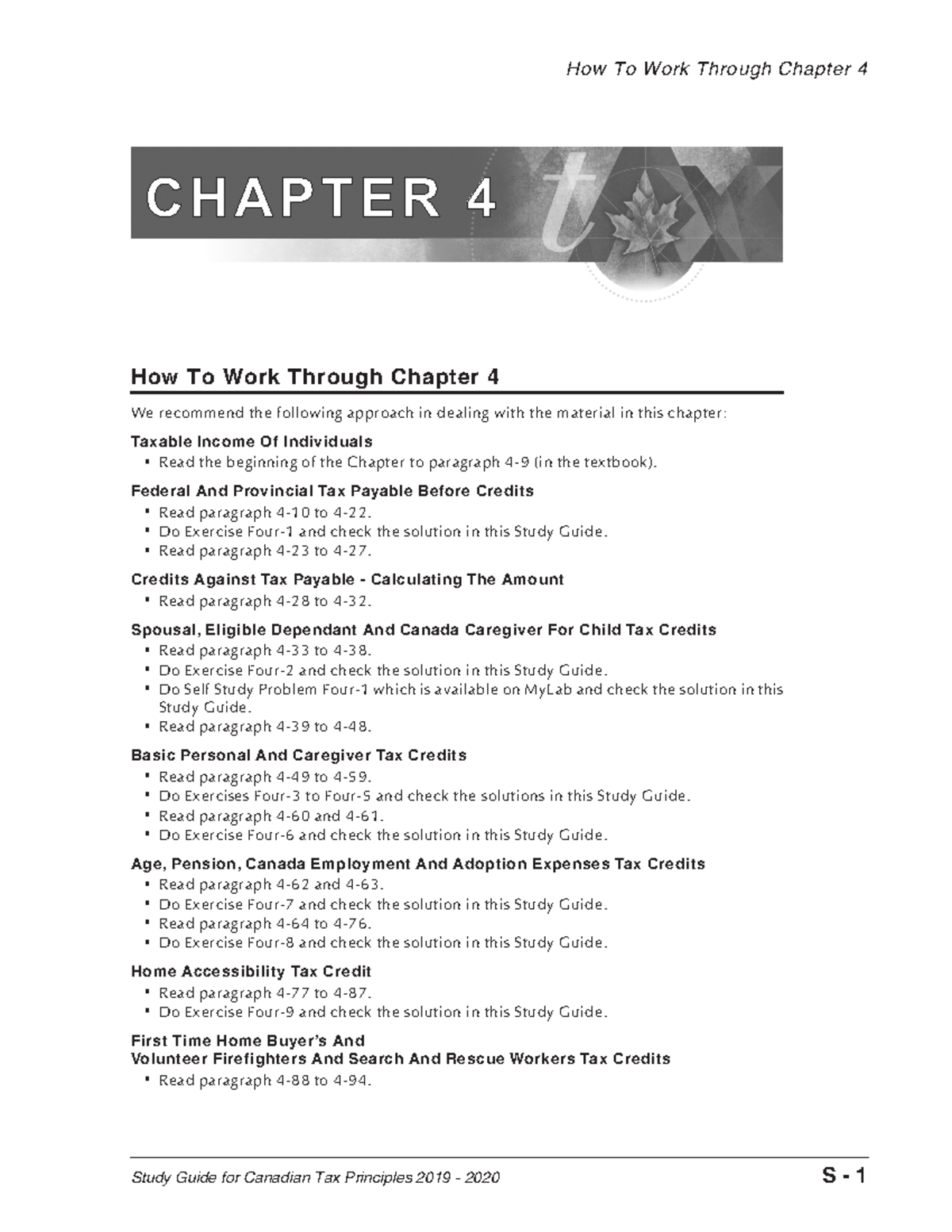 Study Guide for Canadian Tax Principles 2019 - Chapter 4 Overview - Studocu
