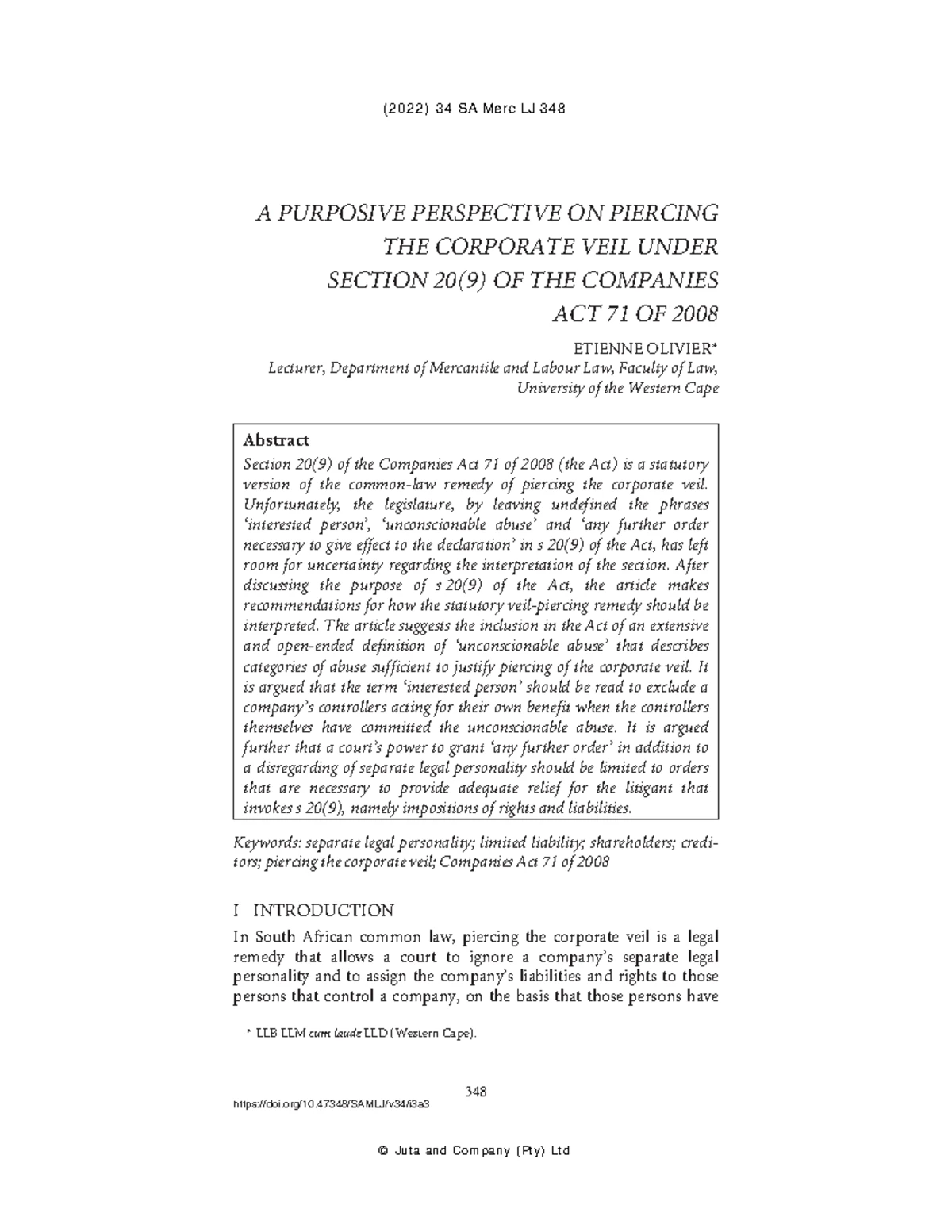 A Comparative Analysis OF Piercing THE Corporate Manda Comparative 2019 ...