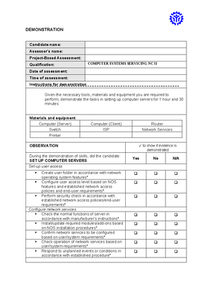COC2 Set-Up-Computer-Networks - Sample observation checklist with ...