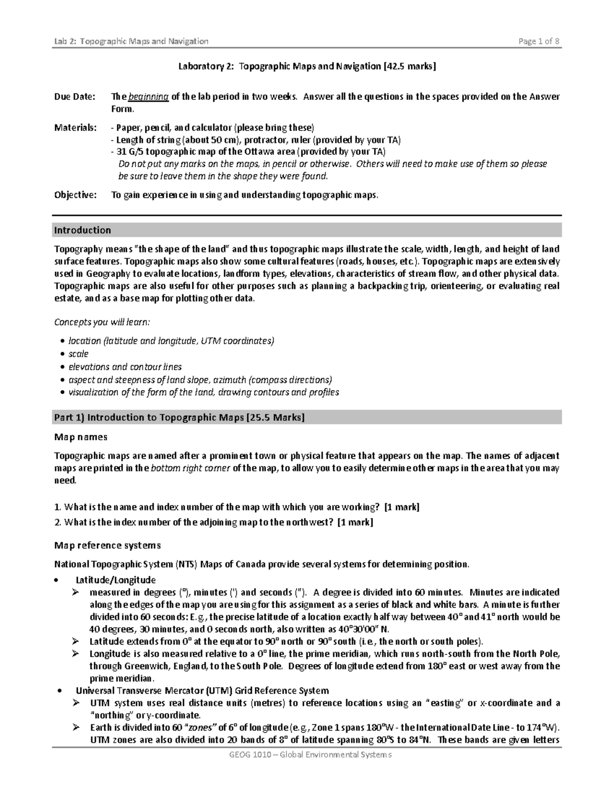 Geography Lab 1 - Laboratory 2 : Topographic Maps and Navigation [ 4 2 ...