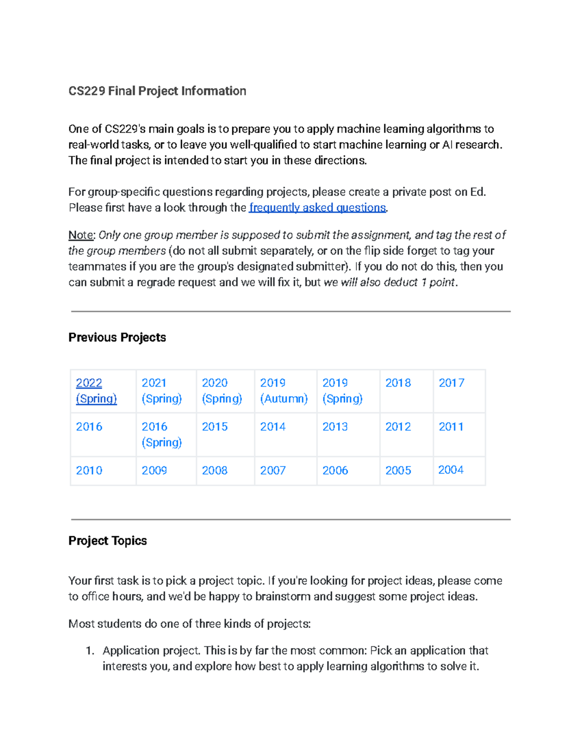 CS229 Final Project Guidelines and Best Practices - Spring 2023 - Studocu