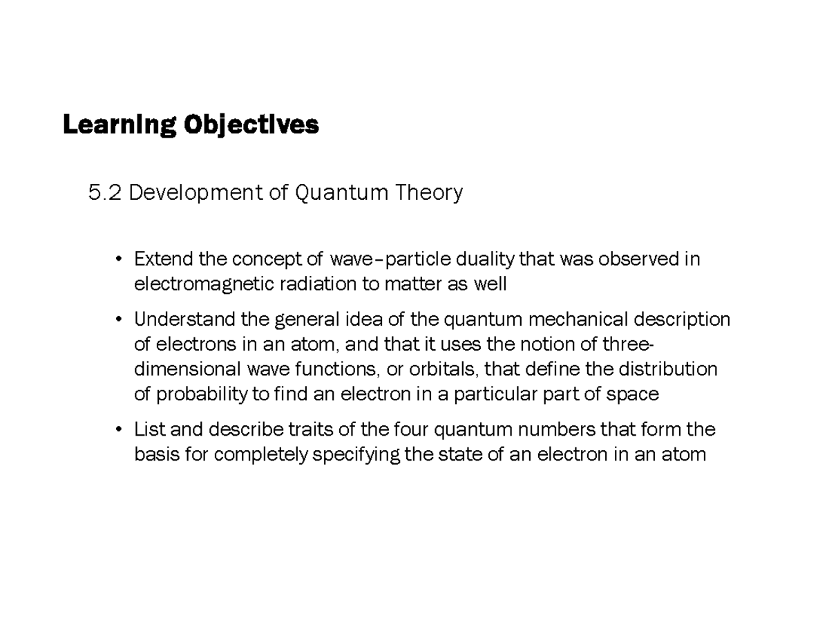 Development of Quantum Theory - Key Concepts (Chem 101) - Studocu