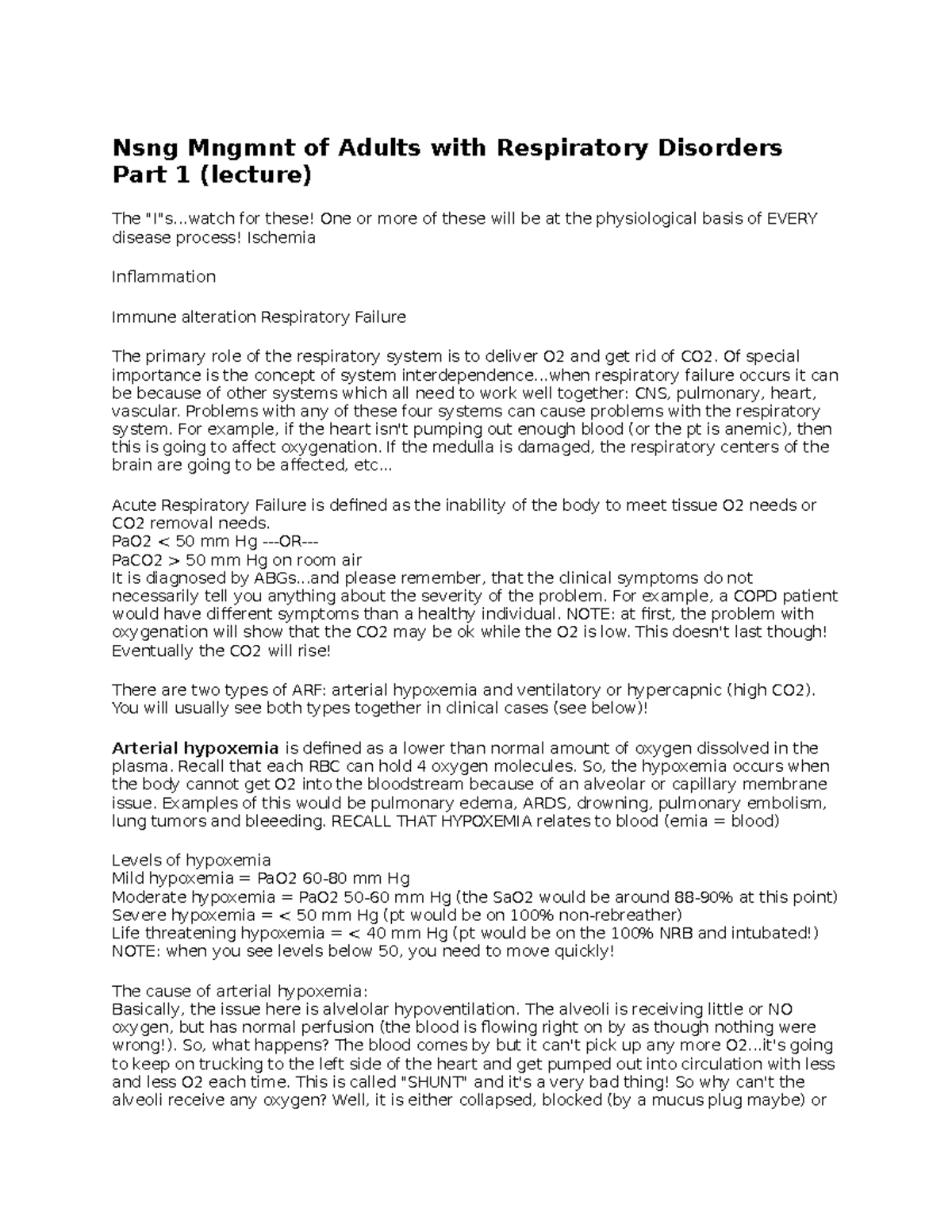 Respiratory - weeks - Nsng Mngmnt of Adults with Respiratory Disorders ...