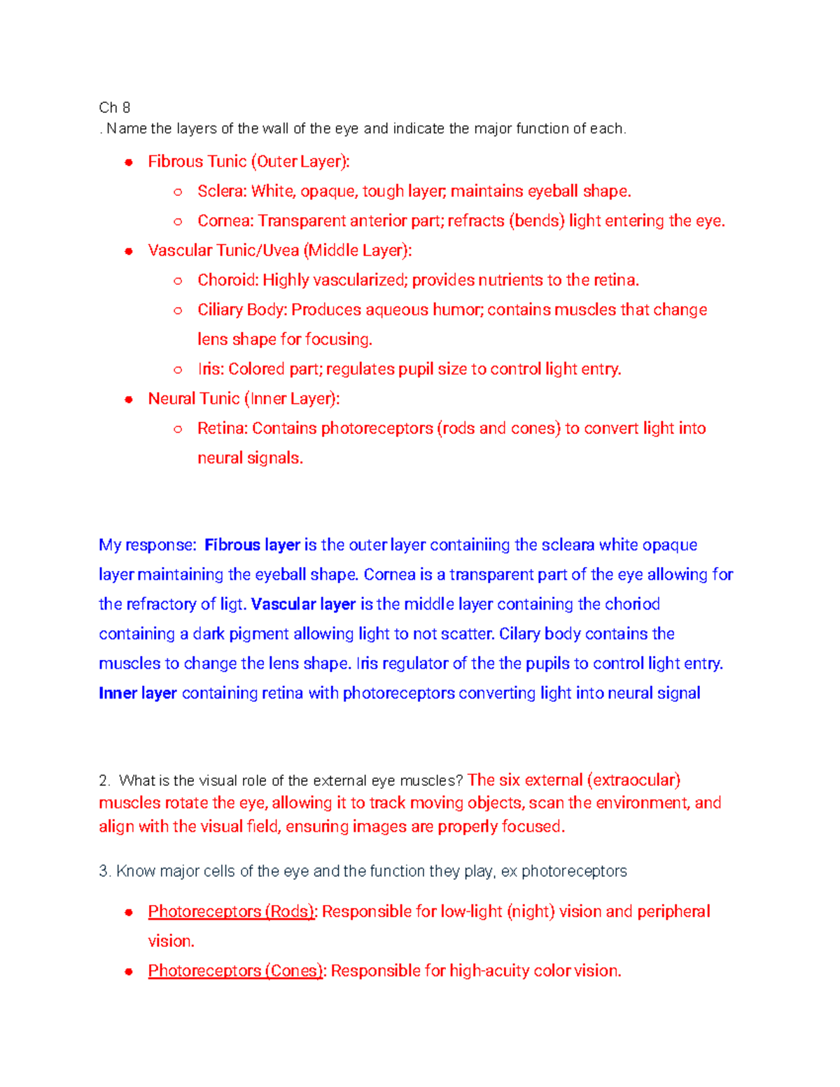 Ch 8-10 Lecture Notes on Eye and Ear Anatomy - Studocu