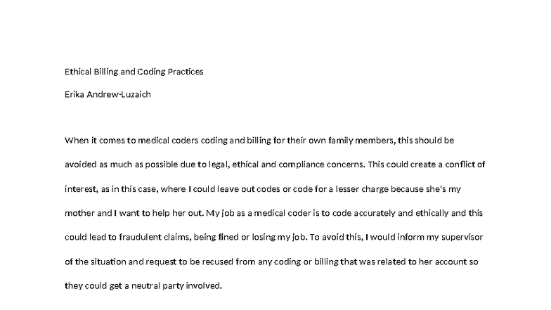 Ethical Billing & Coding Practices: A Guide for Medical Coders - Studocu