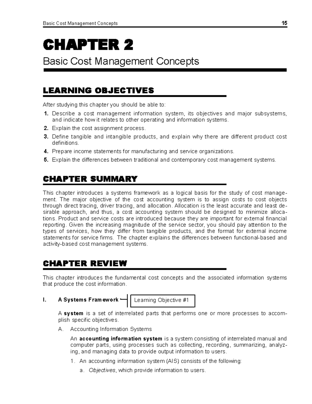 Sg ch02 - Lecture notes - Basic Cost Management Concepts 15 CHAPTER 2 ...