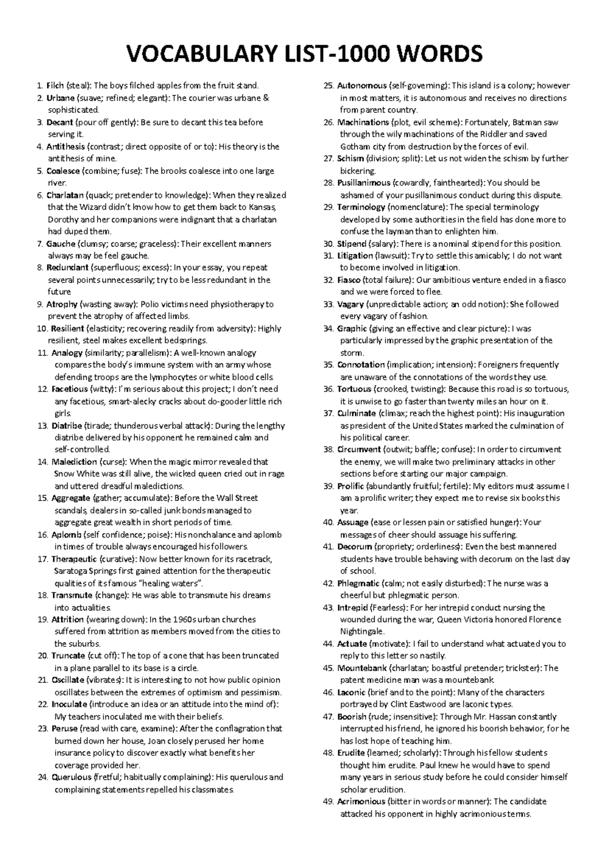Vocabs LIST - vocab list for english portion - VOCABULARY LIST-1000 ...
