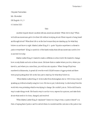 My Major Setback, College Essay, Timberlake, C - Chrystah Timberlake Ms ...