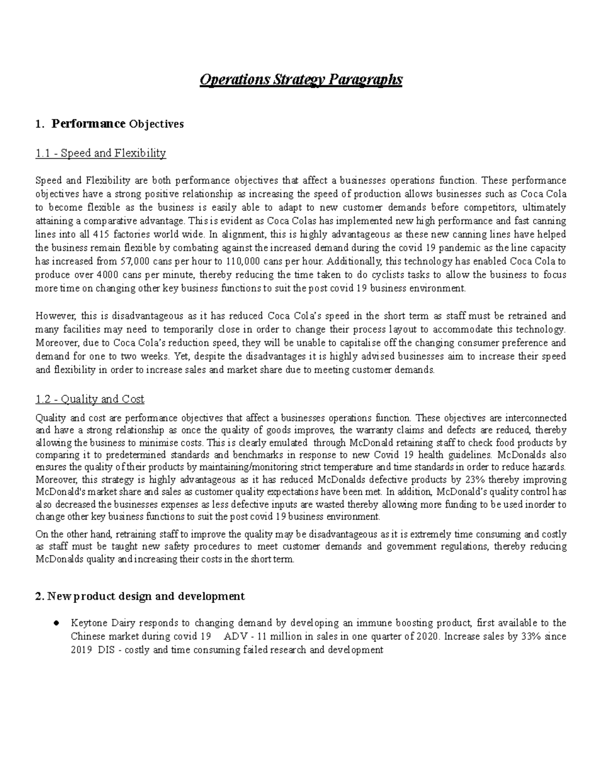 Operations Strategy: Performance Objectives and Business Adaptation ...