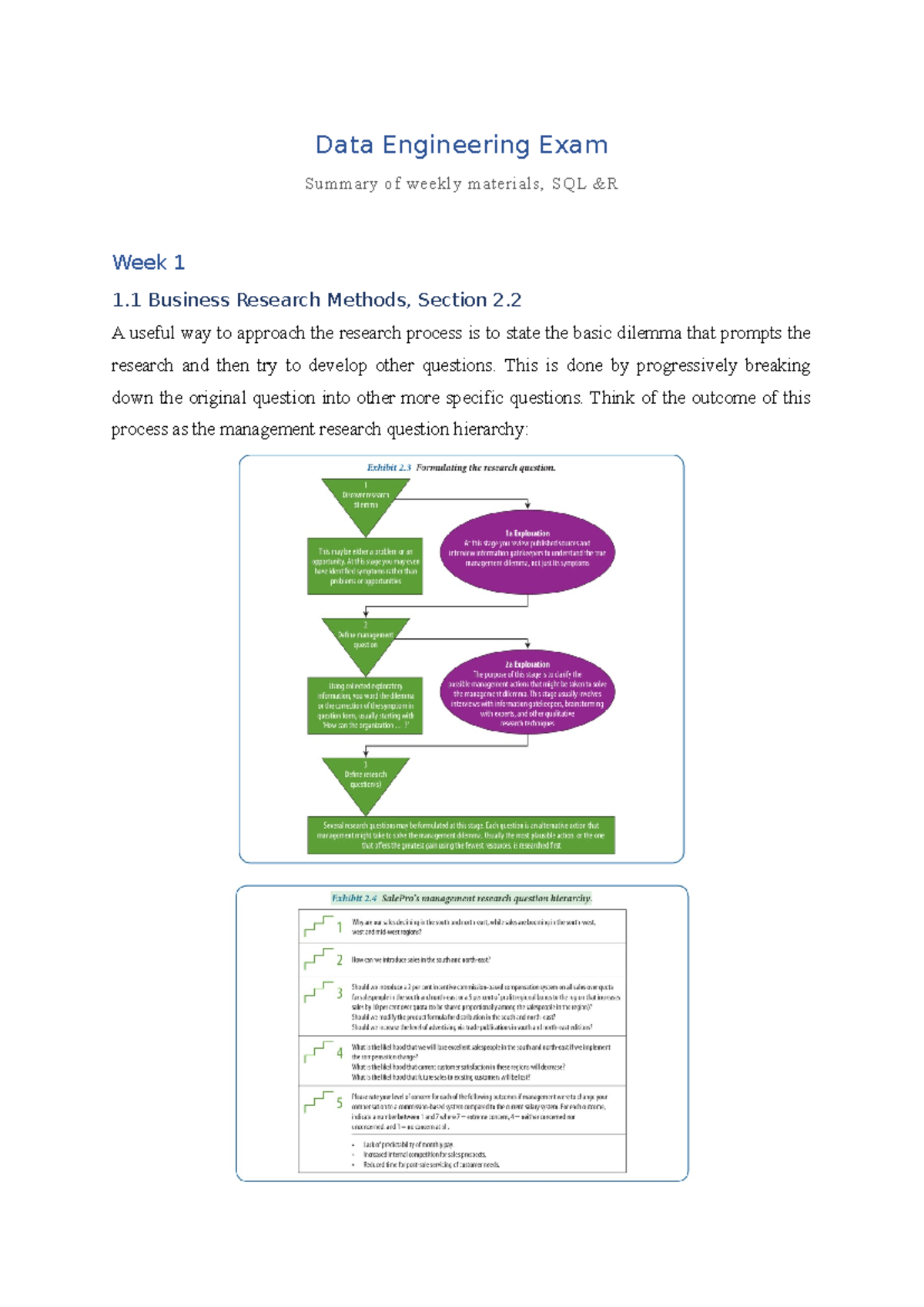 Data Engineering Exam Notes: Weekly Overview on SQL & R - Studeersnel