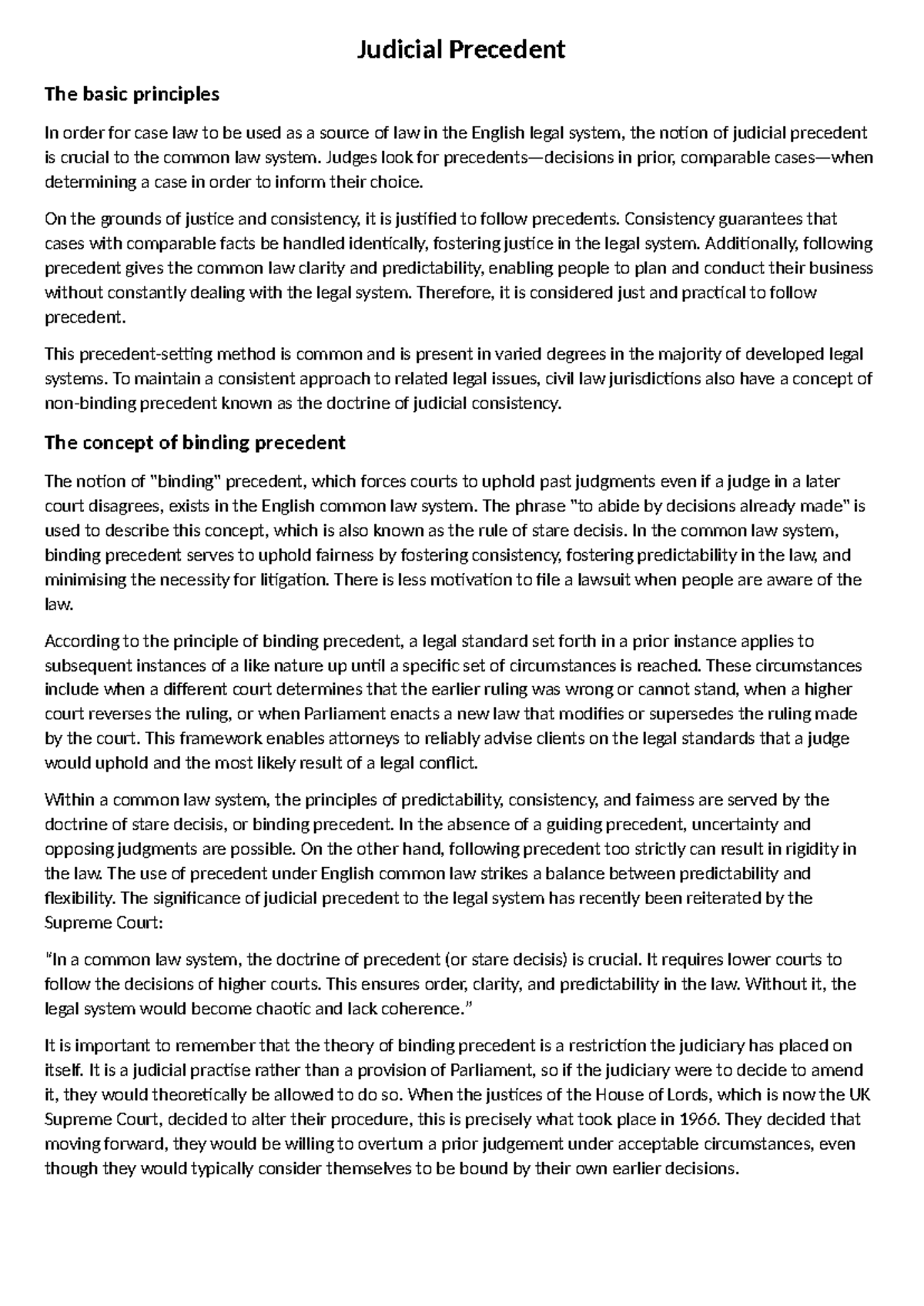 Judicial Precedent: Principles, Binding Nature, and Legal Implications ...