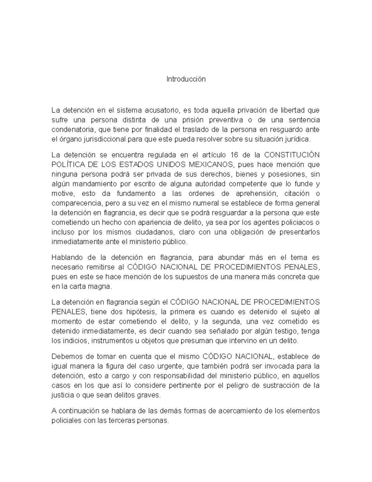 Niveles de Acercamiento Policial en el Proceso Penal Acusatorio