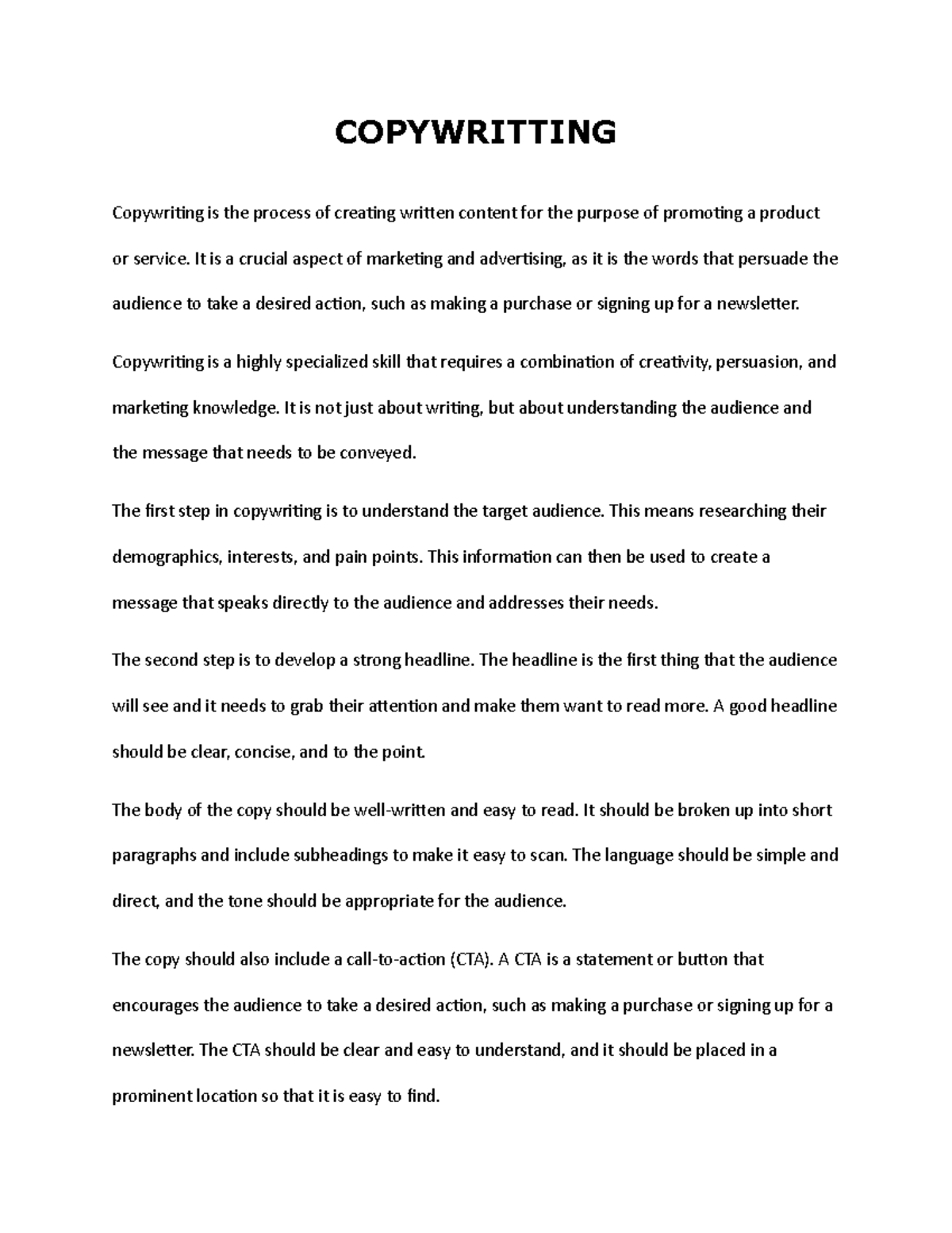 Copywriting Essentials - Notes on Crafting Persuasive Content - Studocu