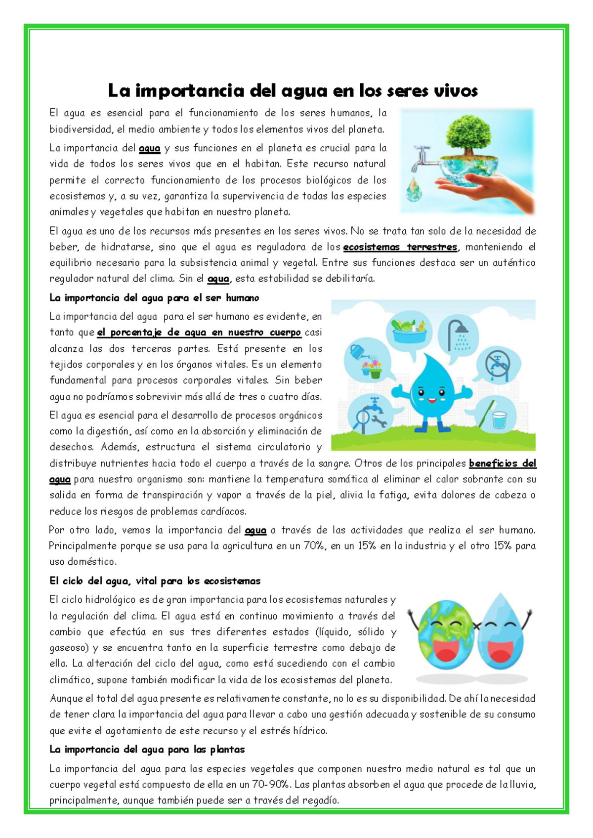 La Importancia del Agua en los Ecosistemas y el Ser Humano - Studocu
