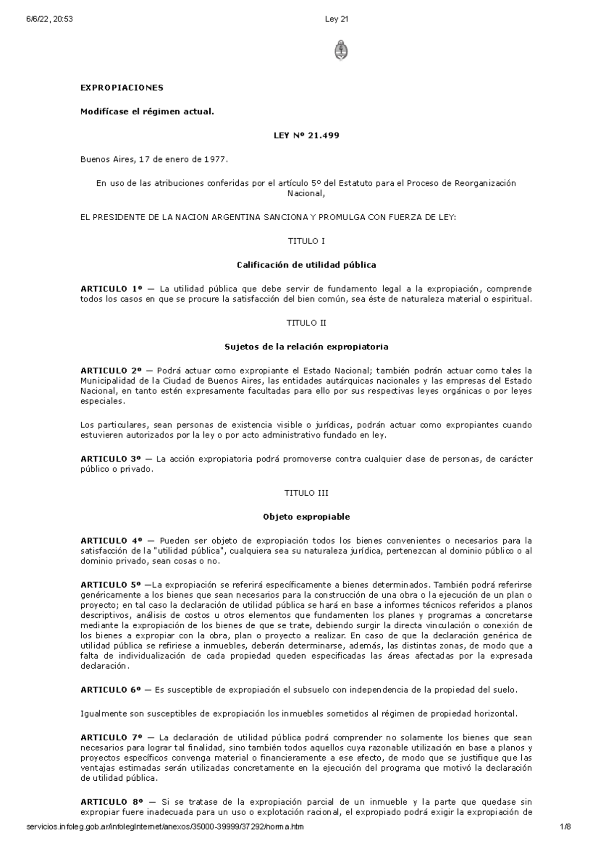 Ley 21499 Expropiacion - EXPROPIACIONES Modifícase el régimen actual ...