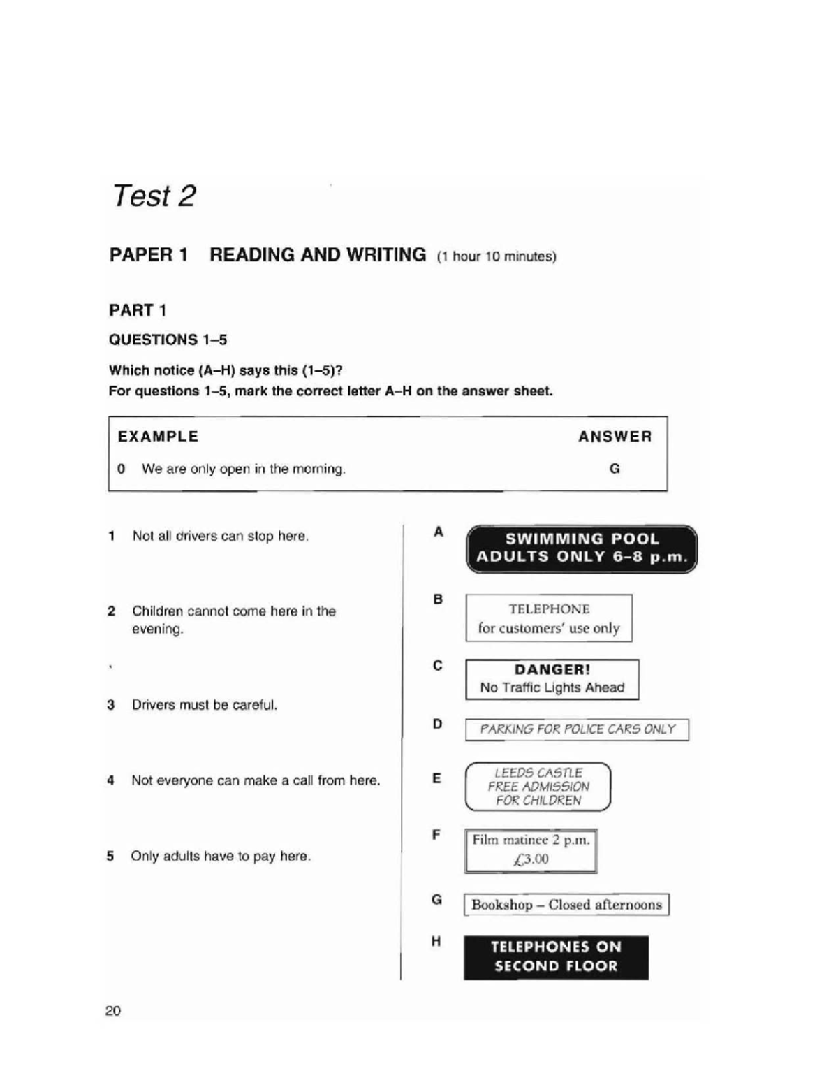 Test 2: Reading and Writing Paper 1 (1h 10m) Questions and Answers ...