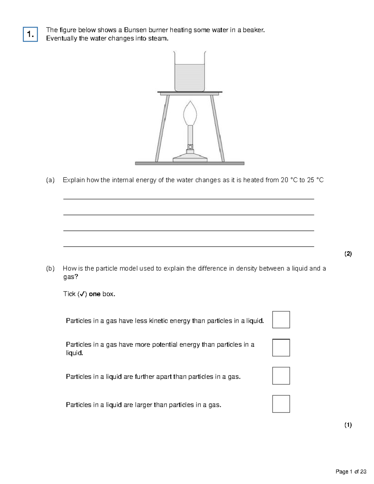 PHYS101: Internal Energy and State Change in Physics Questions - Studocu