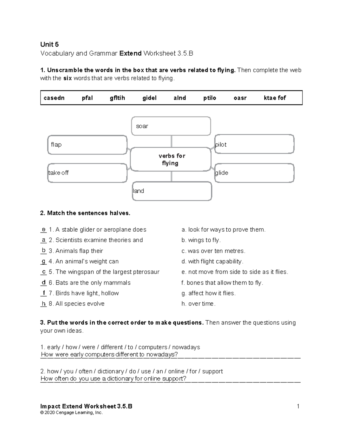 Impact 3 Unit 5 Vocabulary & Grammar Extend Worksheet 3.5.B - Studocu