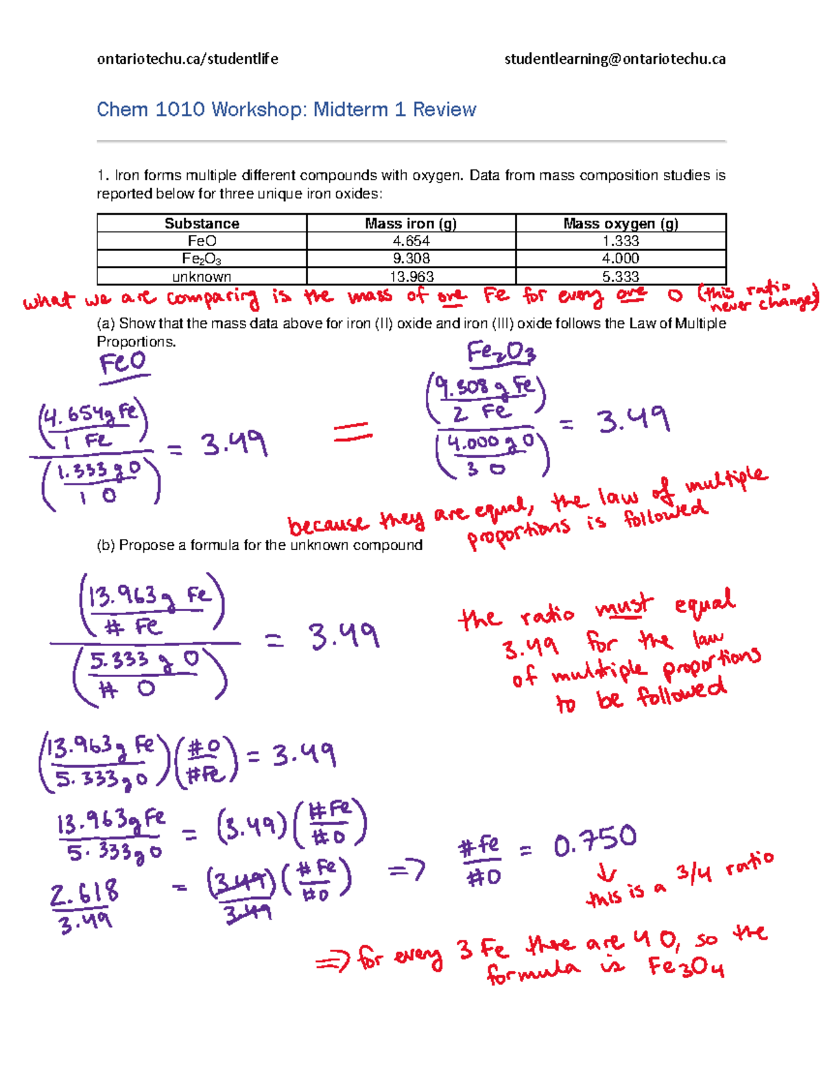 CHEM1010 Midterm 1 Solutions and Review Guide - Studocu