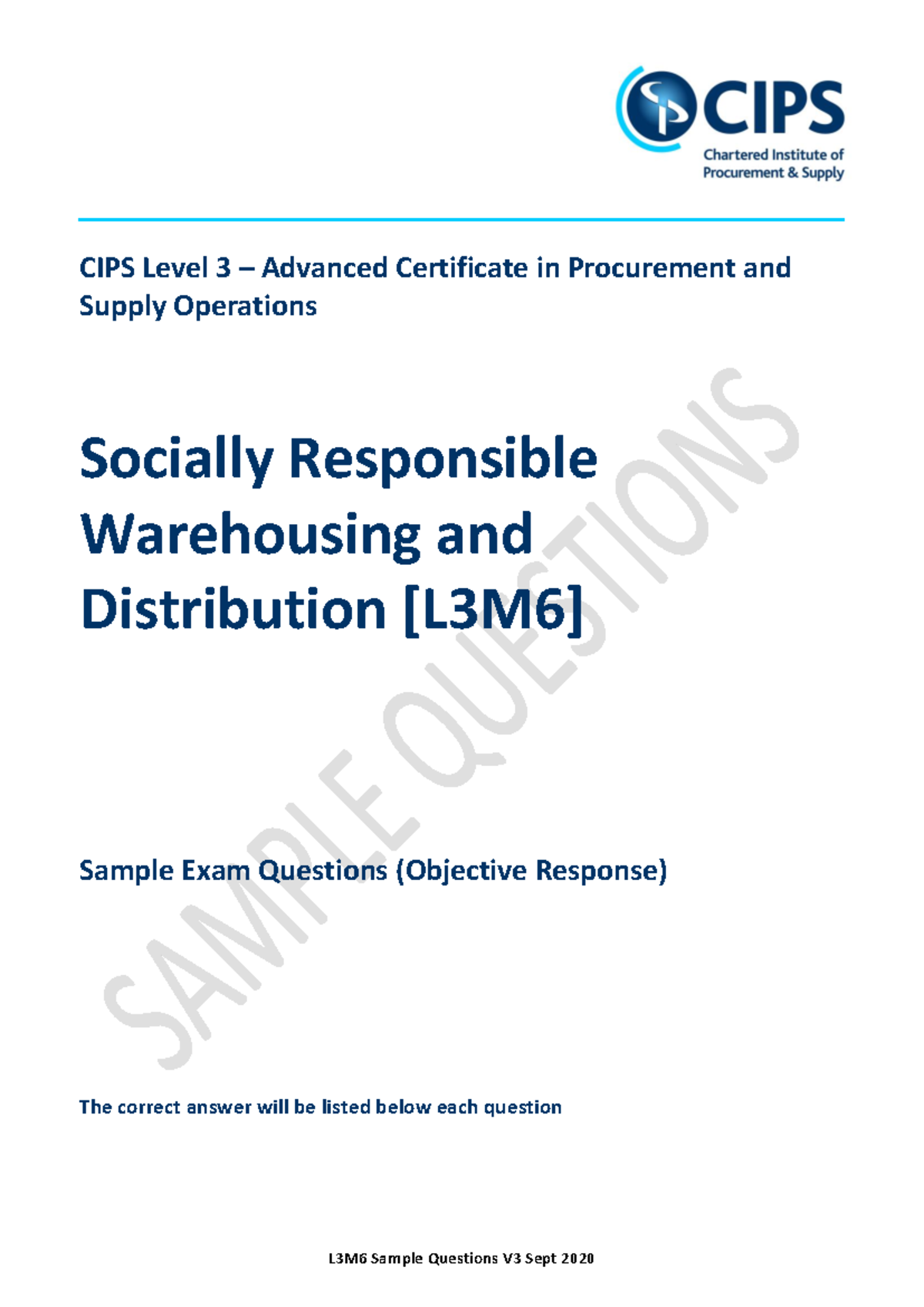 CIPS L3M6 Exam Sample Questions on Procurement & Supply Sustainability ...