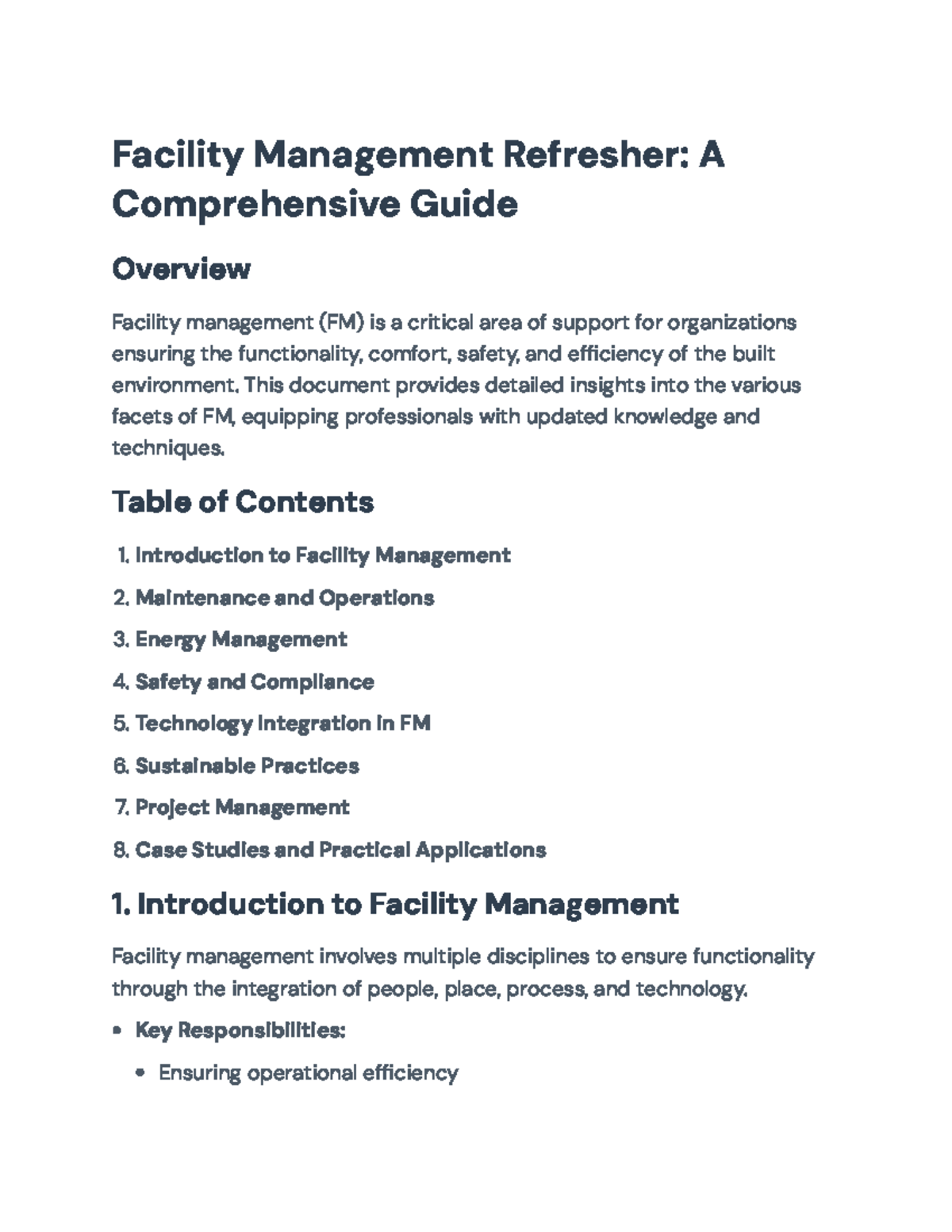 Facility Management (FM): A Comprehensive Professional's Guide - Studocu