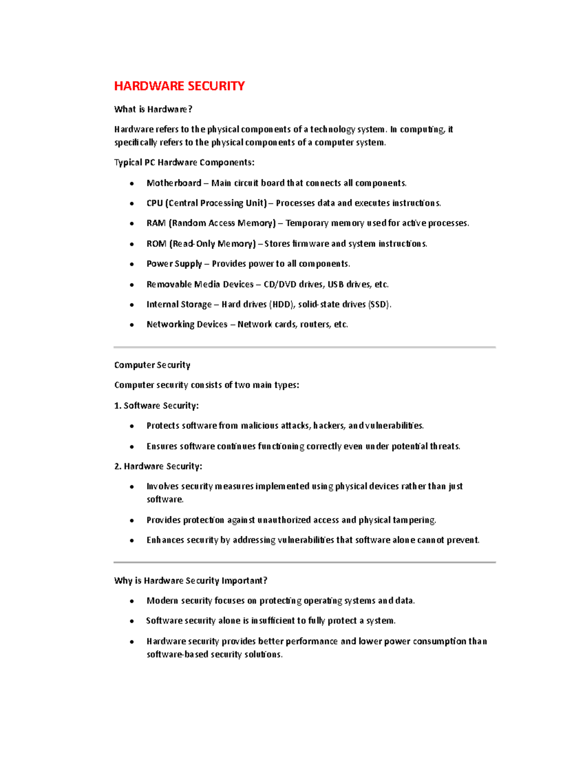 HARDWARE SECURITY: Understanding Components & Protection Measures (Nw ...