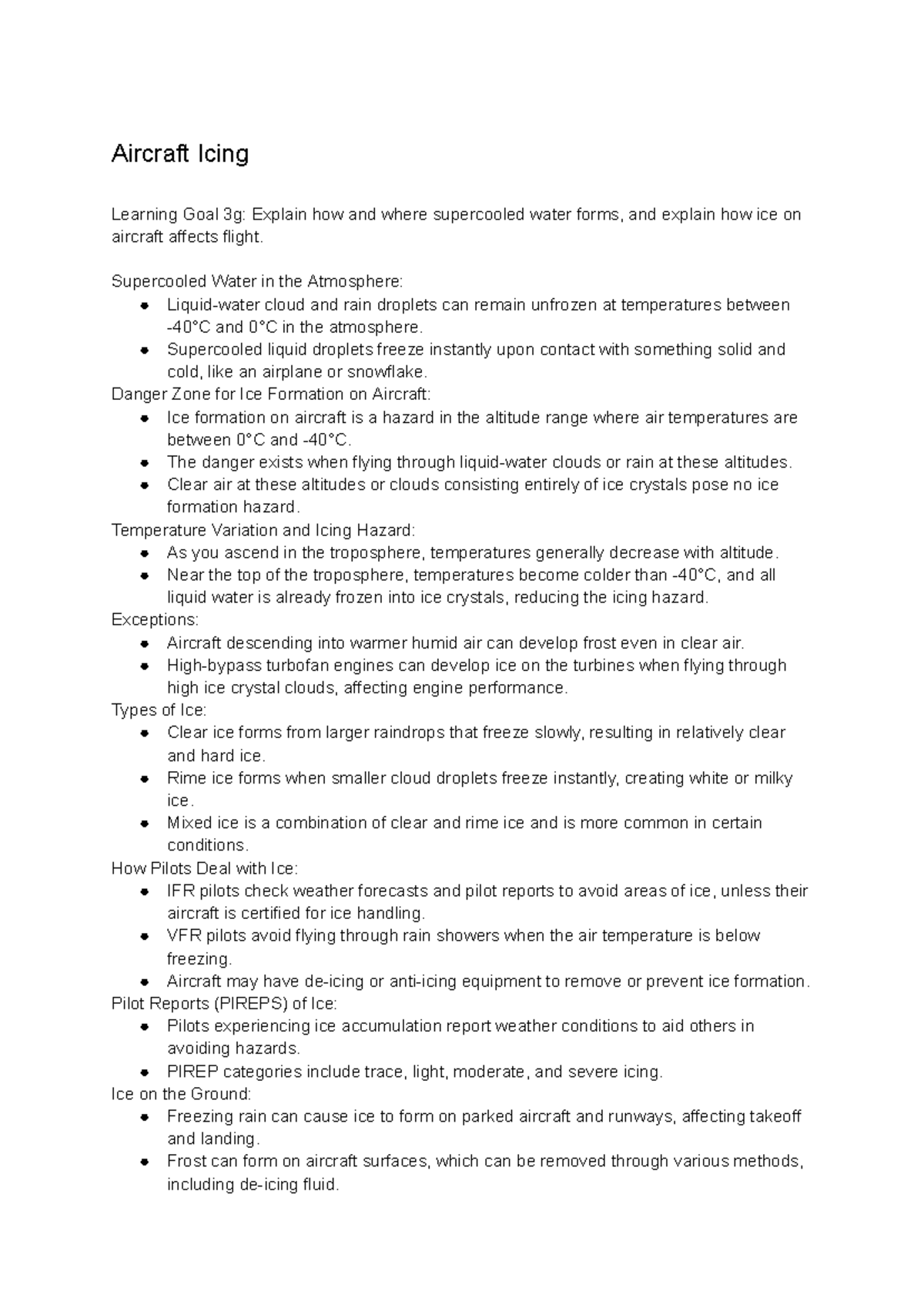 ATSC 113 - Aircraft Icing Study Notes for Exam Preparation - Studocu