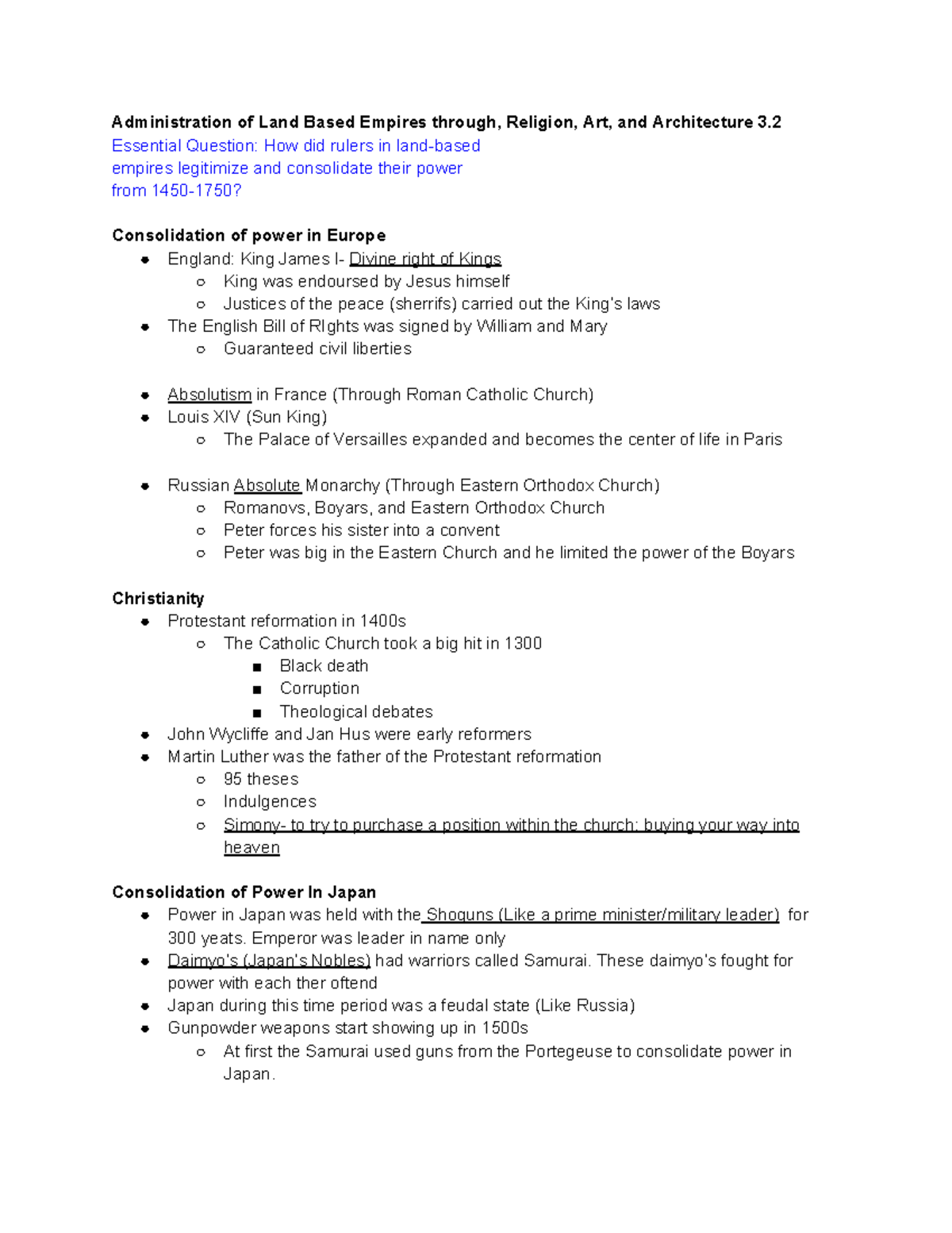 Administration of Land Based Empires 3.2 - Essential Question: How did ...