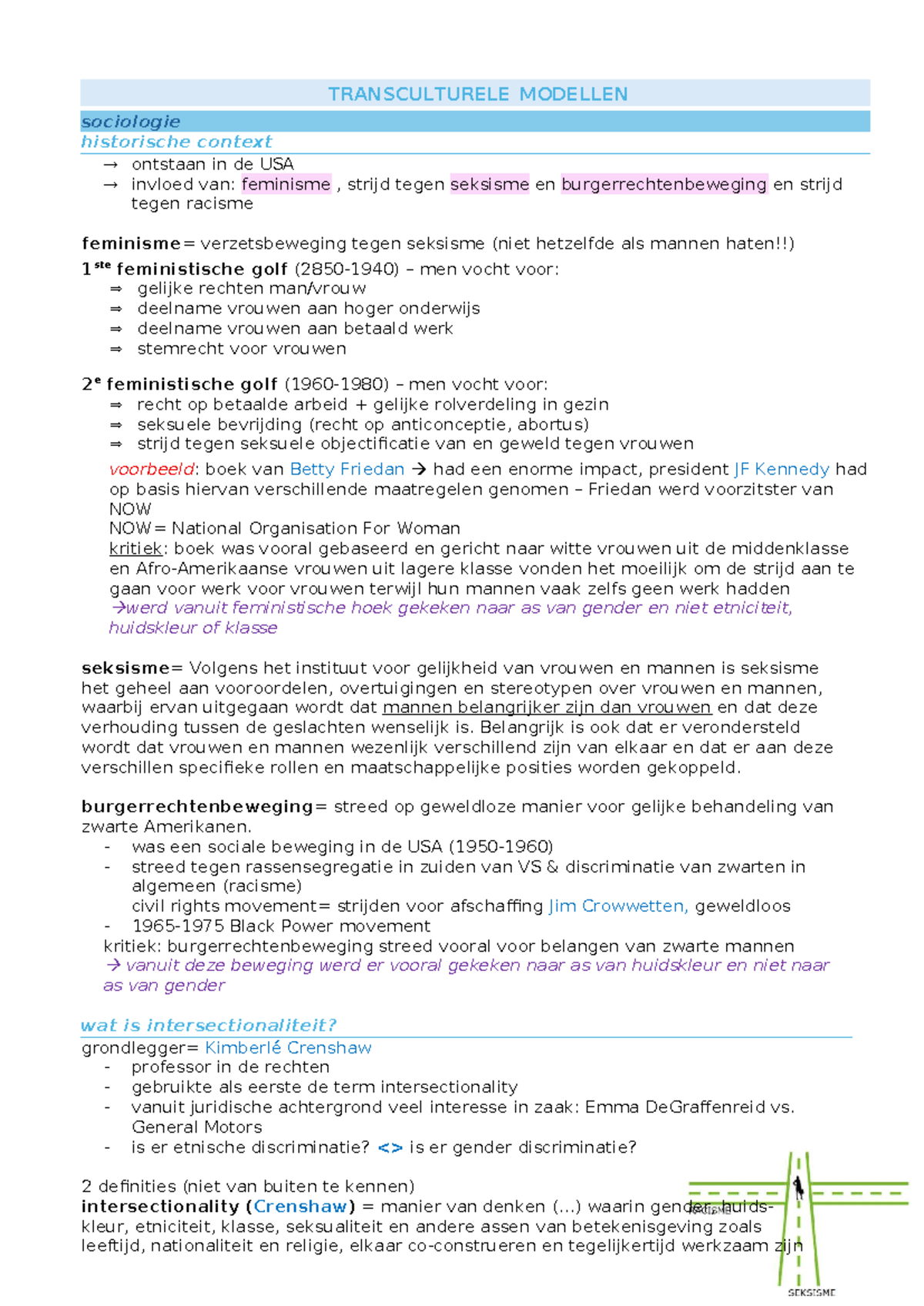 Transculturele Modellen in Sociologie: Feminisme en Racisme in de VS ...
