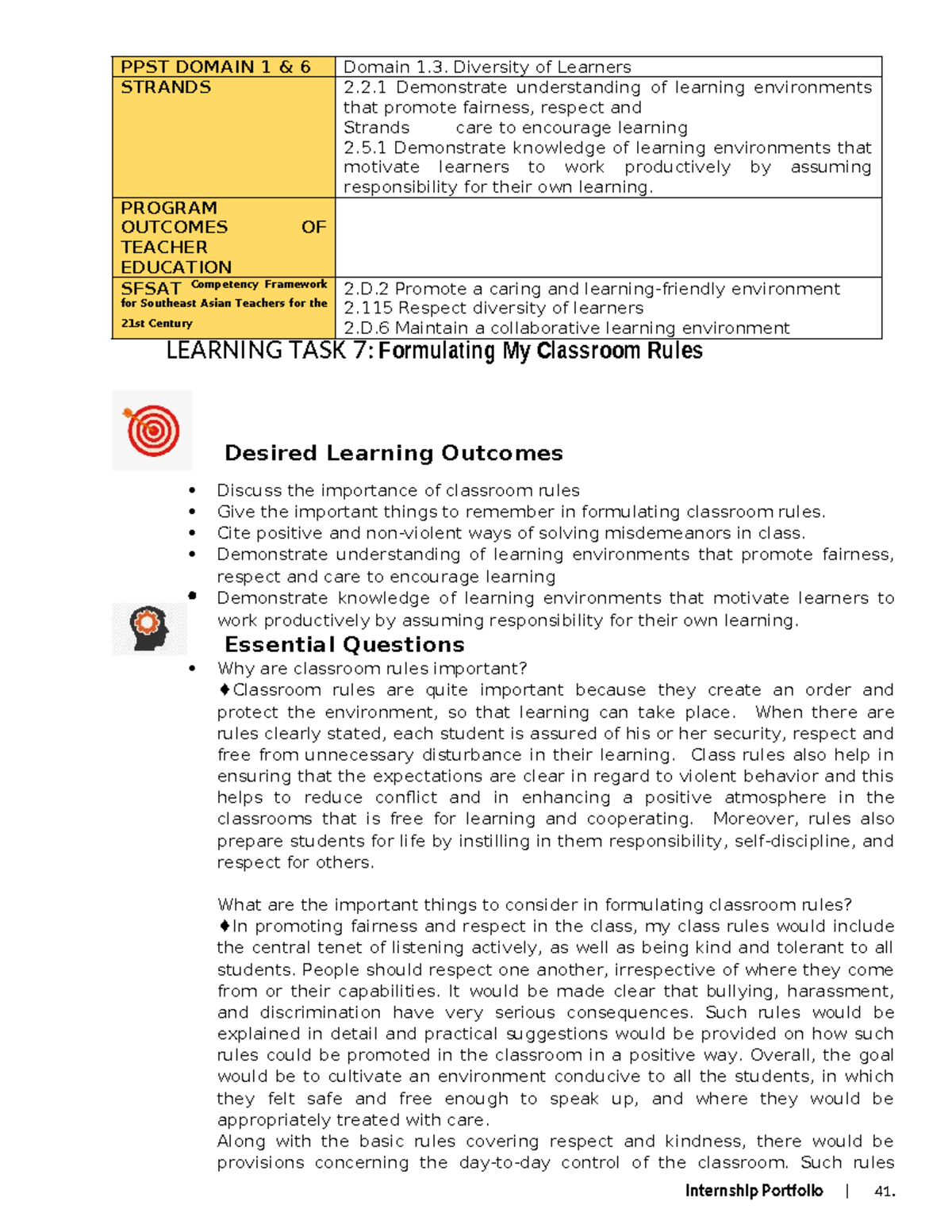 Copy of Learning-TASK-3final - PPST DOMAIN 1 & 6 Domain 1. Diversity of ...
