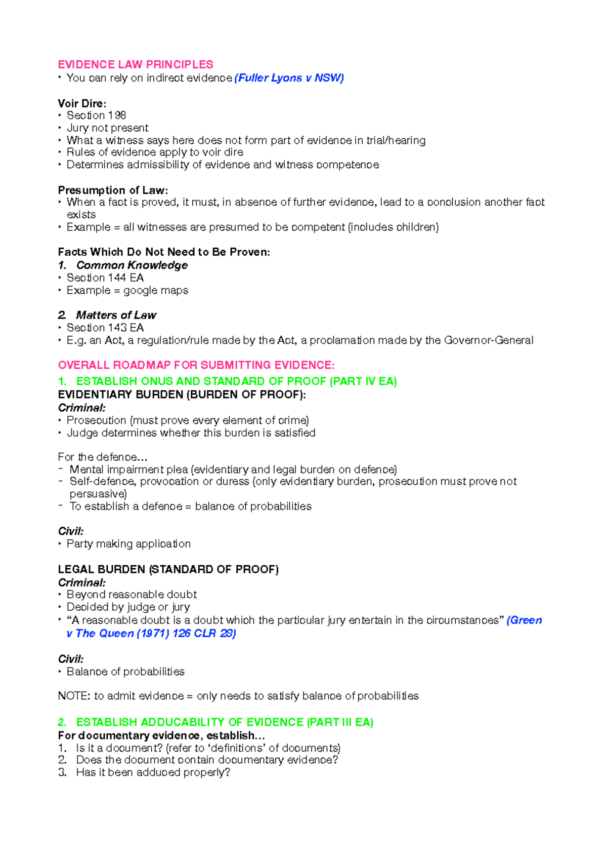 EVIDENCE LAW 101: Comprehensive Official Notes for Study - Studocu