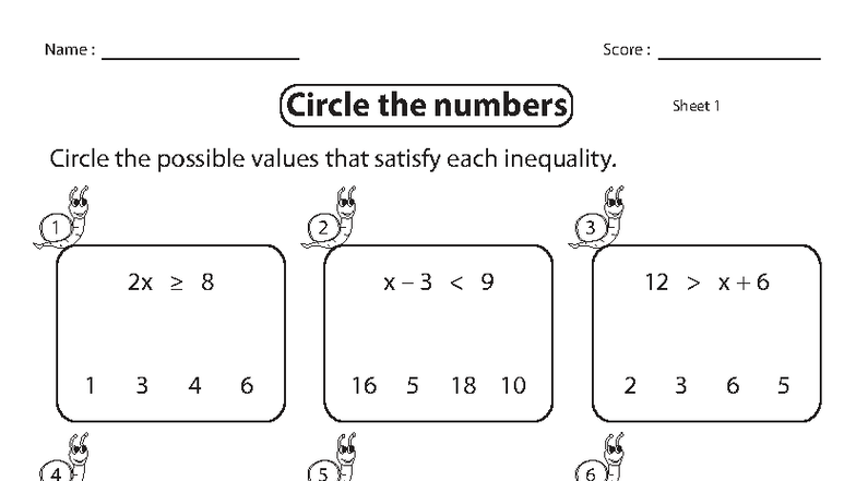 Circle the Numbers Worksheet - Math Practice - Studocu