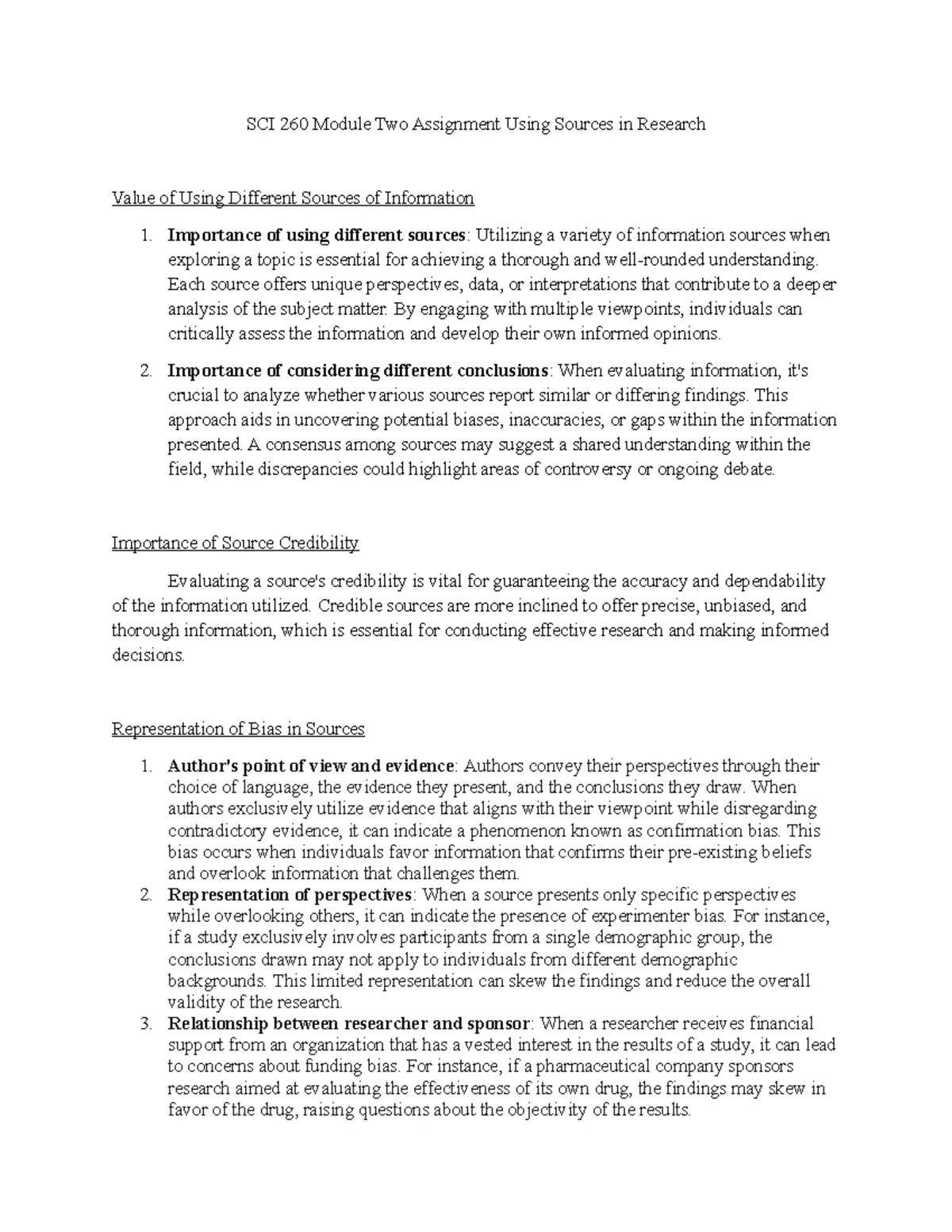 SCI 260 Module 1 Assignment: Analyzing Bias in AI Algorithms - Studocu