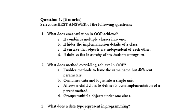Final Exam - OOP Concepts & Regular Expressions (CS101) - Studocu