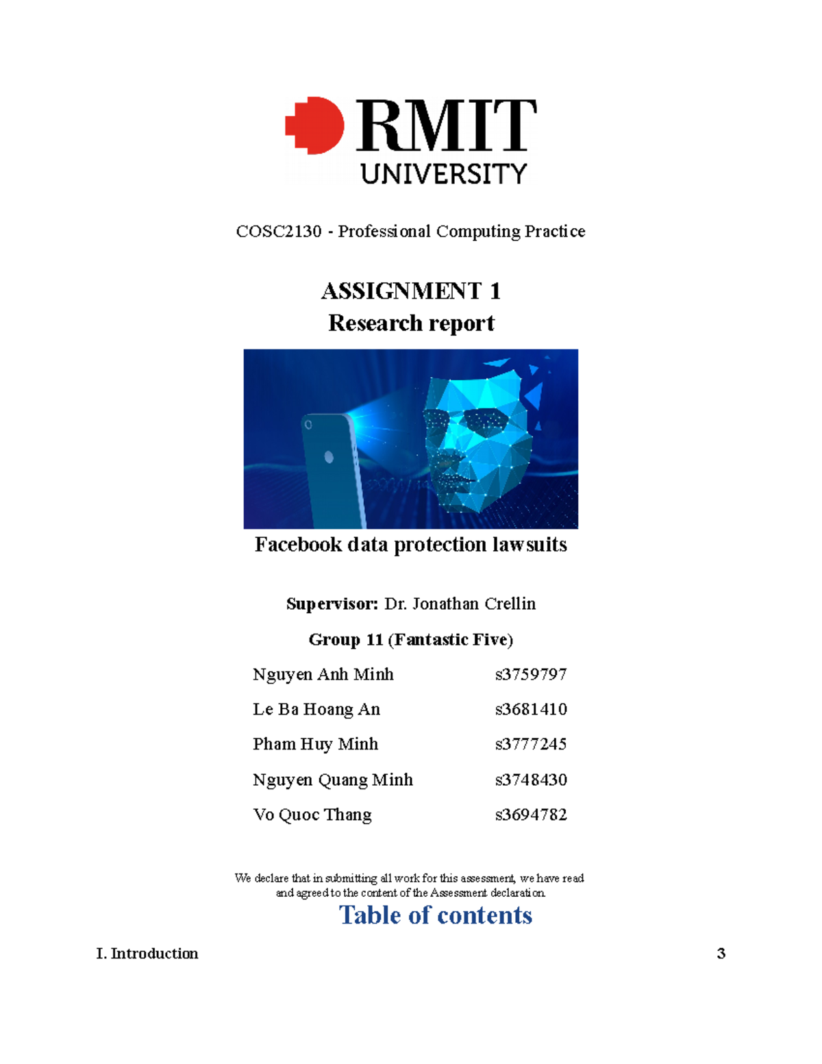 Assignment 1 Written Research Report - COSC2130 - Professional ...