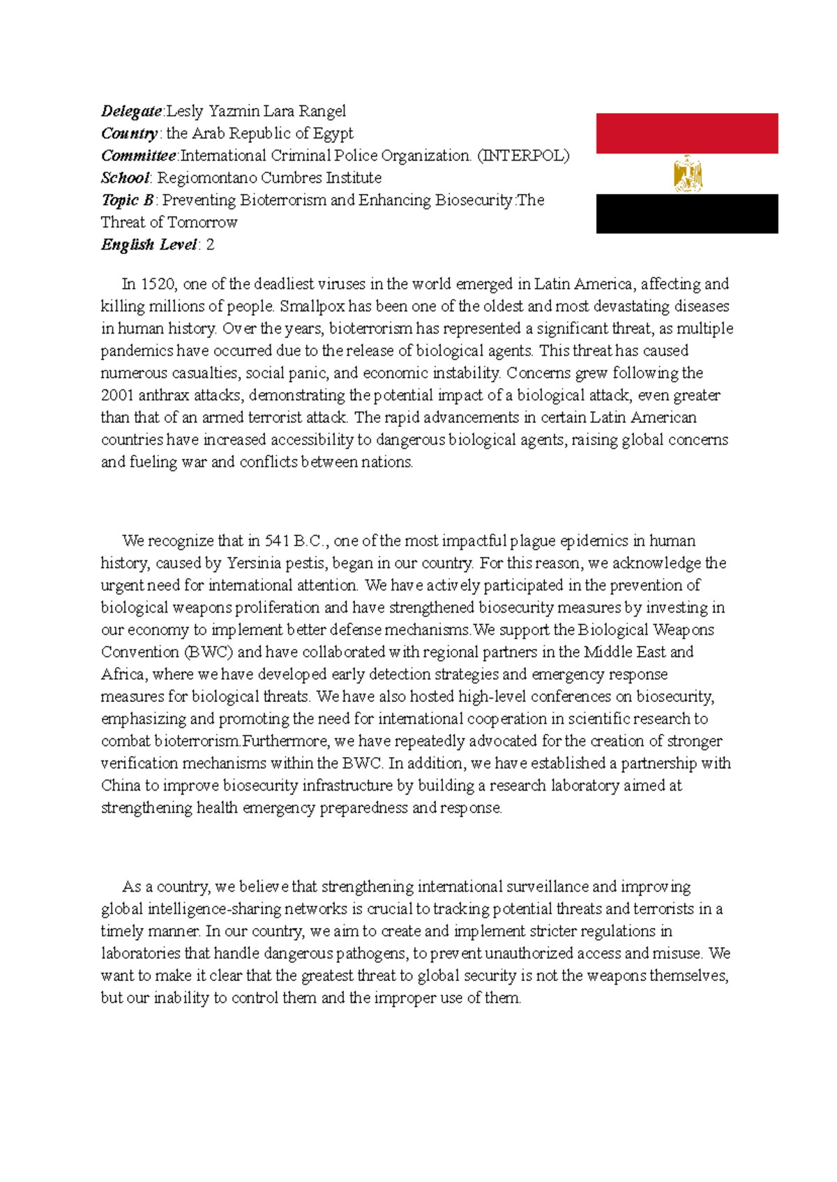 Position paper 2 - Padre y asi - Delegate:Lesly Yazmin Lara Rangel ...