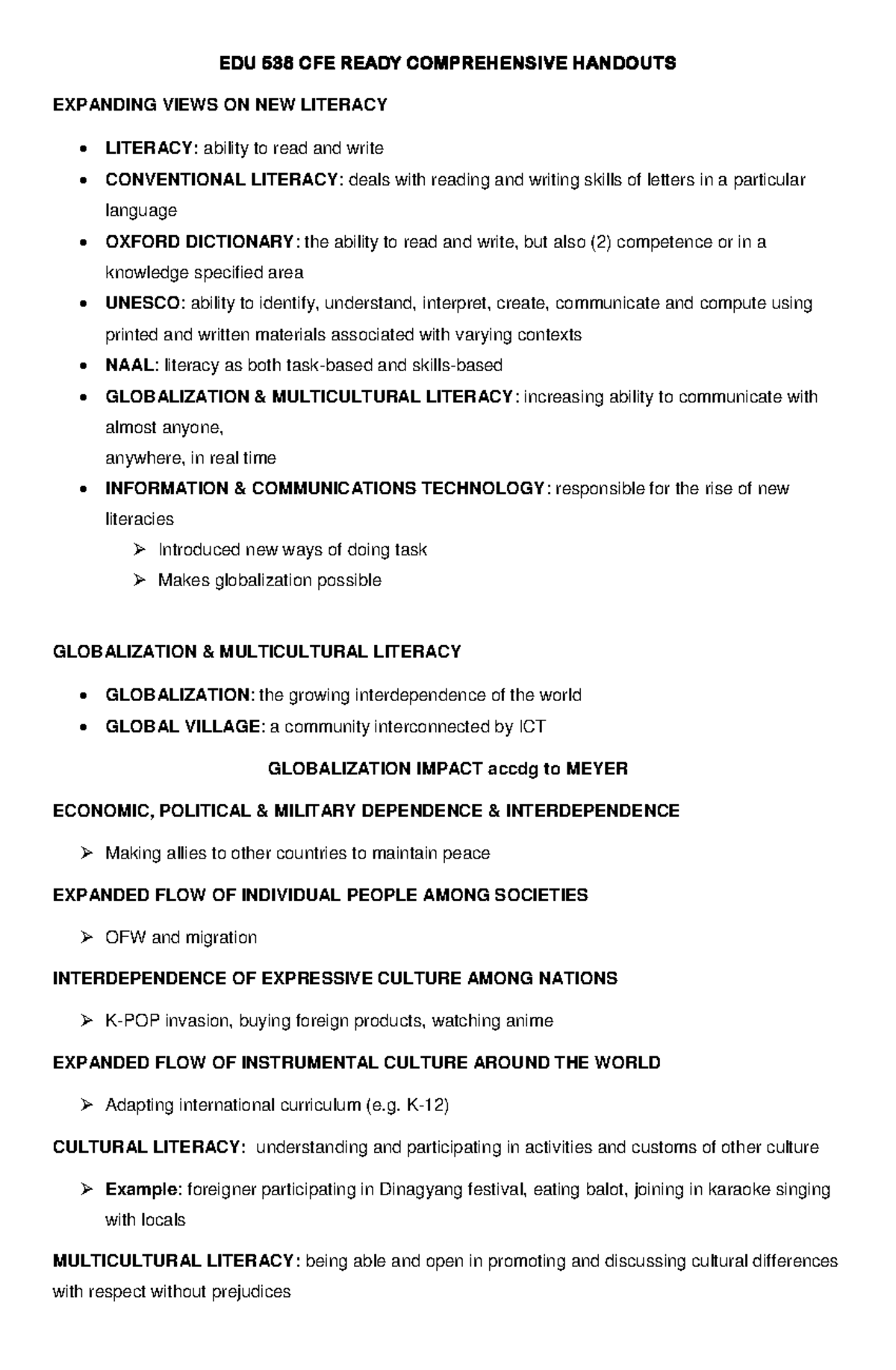 EDU 538 CFE Expanding Views on New Literacy: Comprehensive Handouts ...