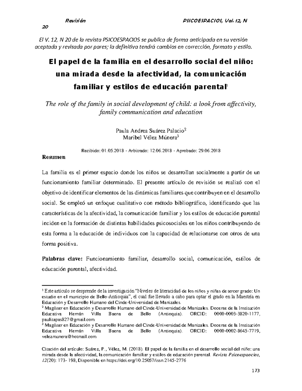 El Papel de la Familia en el Desarrollo Social del Niño - Revisión ...