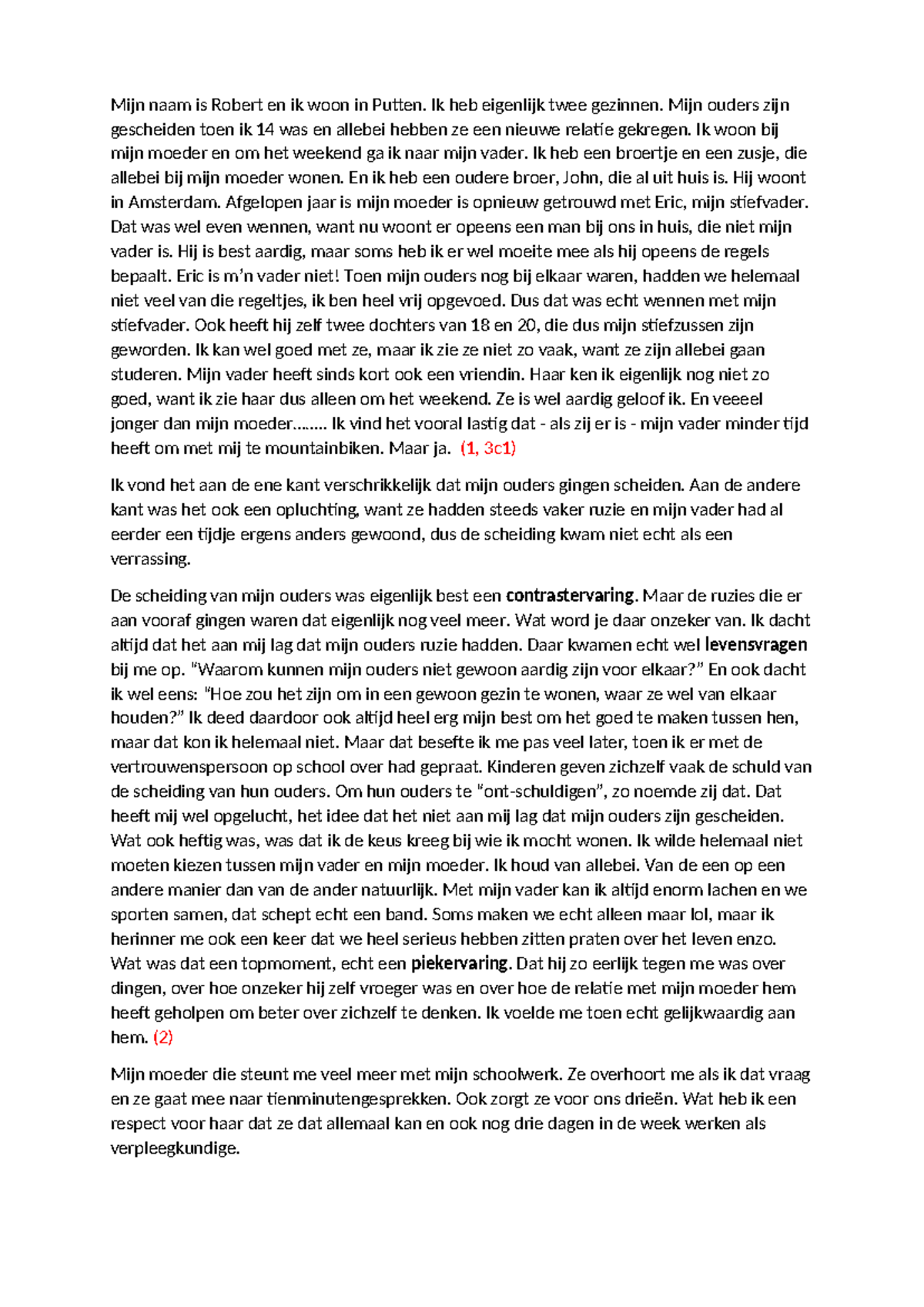 Voorbeeldverslag (1, 3c1) over mijn leven en ervaringen - Studeersnel