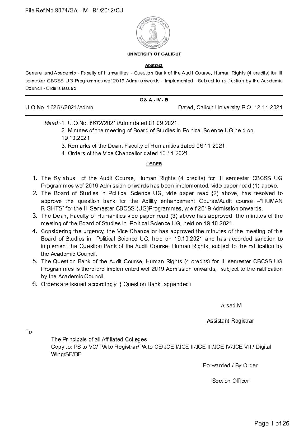 Human Rights Question Bank for Audit Course (4 Credits) - Sem 3 BCom ...