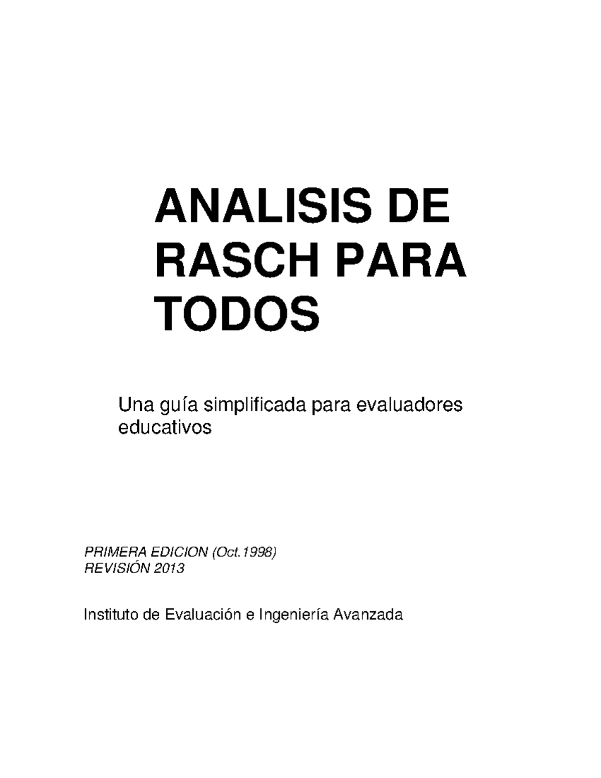 Análisis Simplificado del Modelo Rasch para Evaluadores Educativos ...
