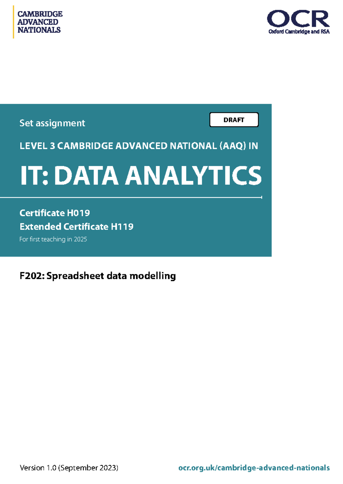 F202: Sample Assignment on Spreadsheet Data Modelling for Healthy ...