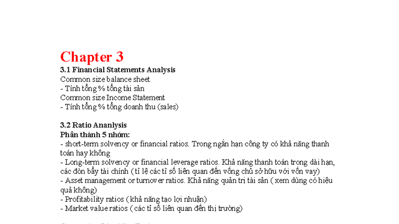 Chapter 3: Financial Statements Analysis & Ratio Analysis (ACCT 101 ...