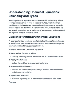 Chapter 9: Balancing Chemical Reactions in Chem 101 Dialogues - Studocu