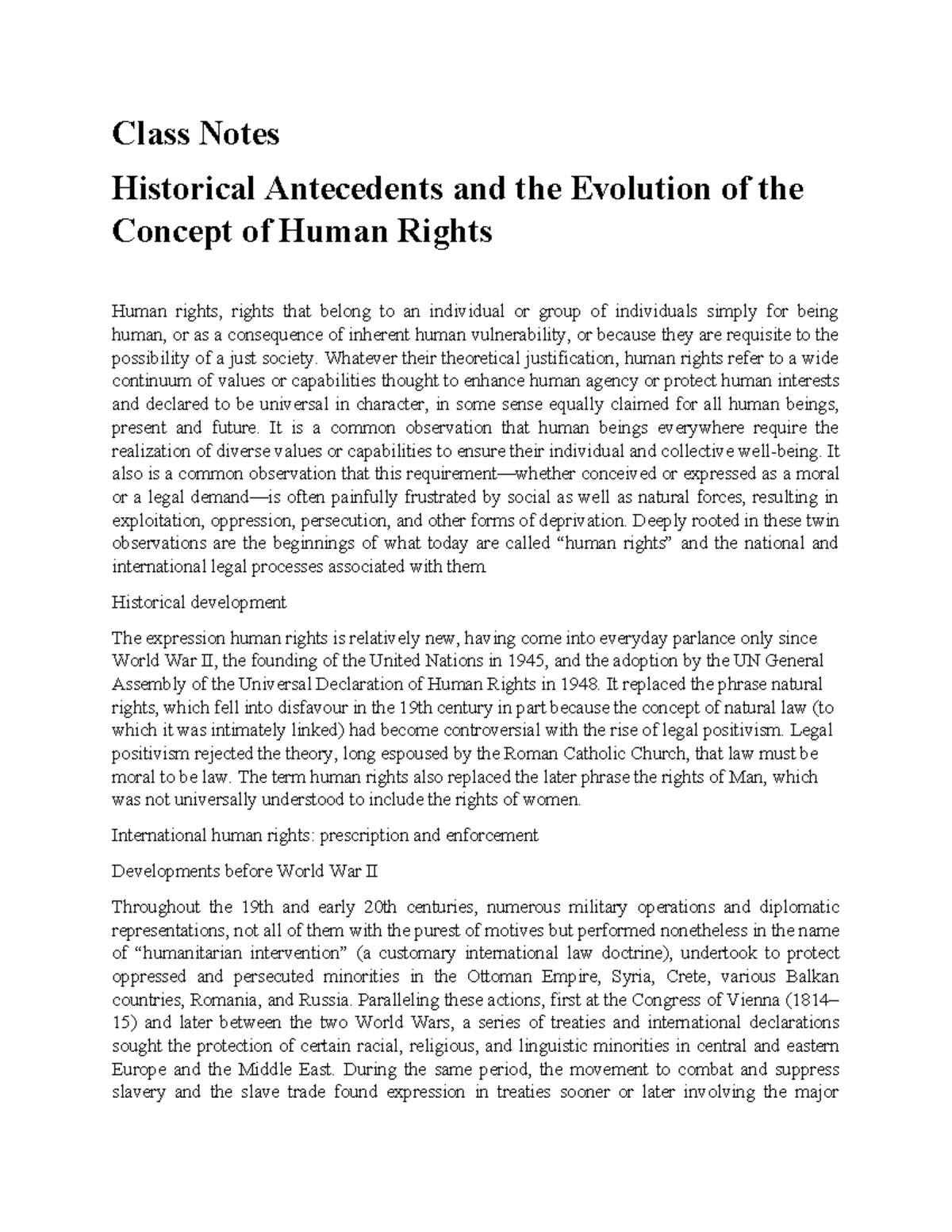 HIST 202: Historical Antecedents & Evolution of Human Rights Concepts ...